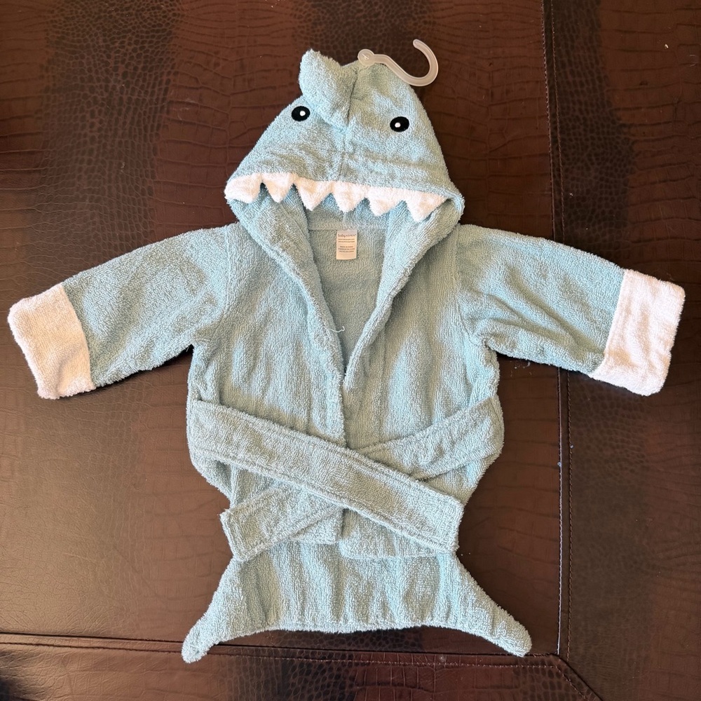 Baby Aspen Shark Hooded Bathrobe in Blue and White